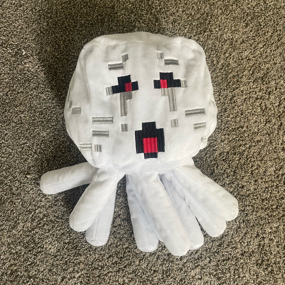 White and Gray Stuffed Animal Toy- Ghast from Minecraft